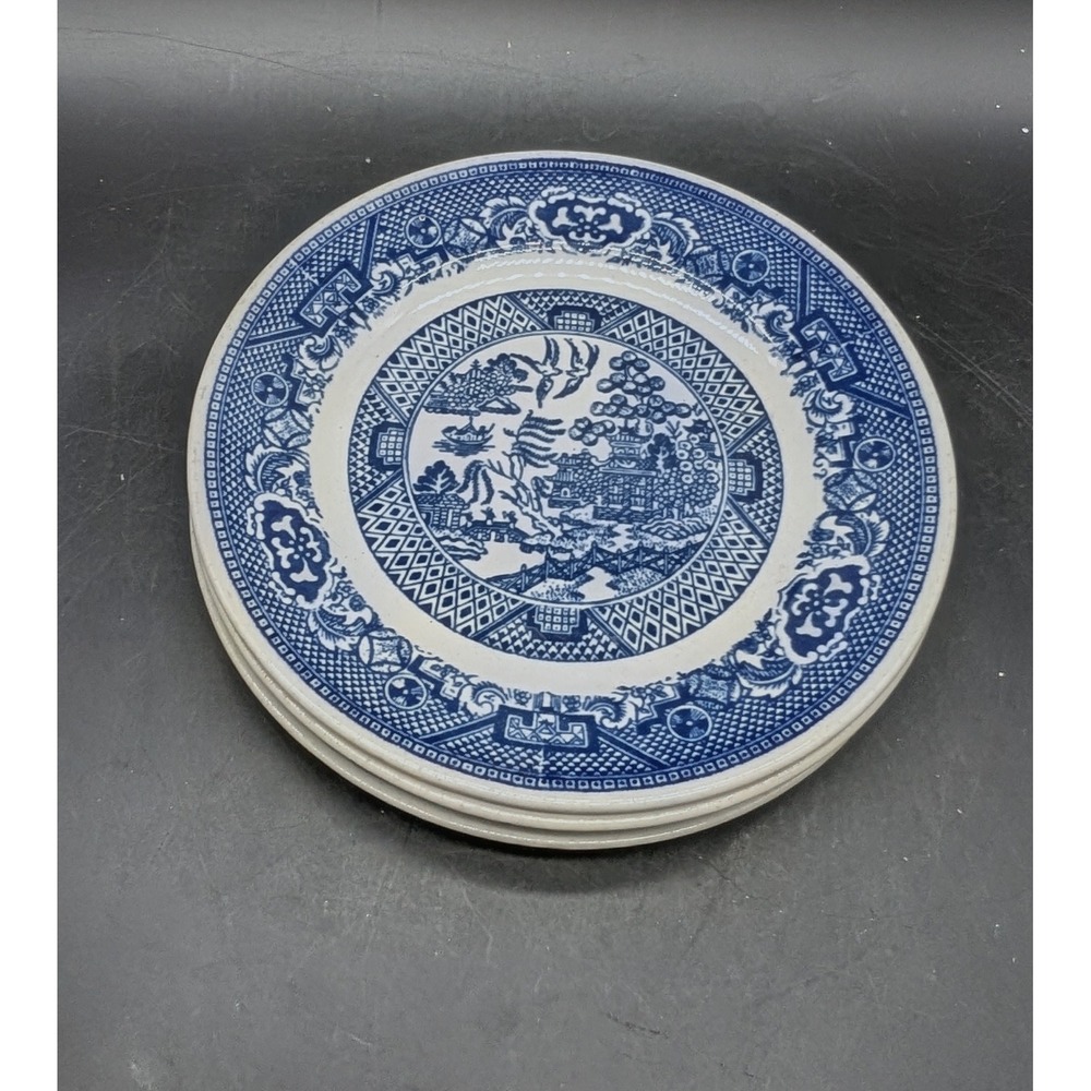 Royal China Willow Ware Blue Willow Bread and Butter Plates Set of 3 USA Made